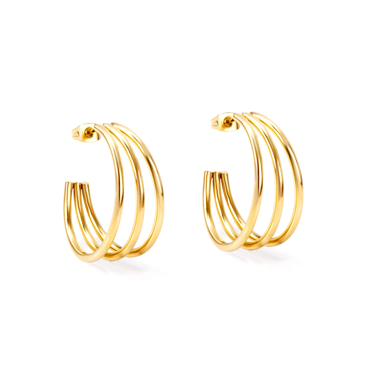 

2021 wholesale popular jewelry 14k gold plated stainless steel hoop earrings for women, Gold/silver available