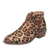 New Deep V Sexy Women Boots Casual Flock Med High Heels Spring Shoes Woman Pointed Toe Rubber Zip Ankle Boots
