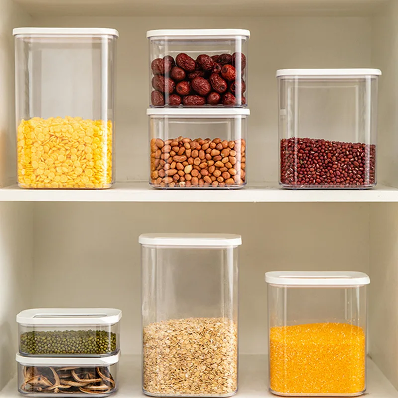 

Sealed jar household cereals kitchen storage box transparent plastic box snack dry goods storage jar organizing jar