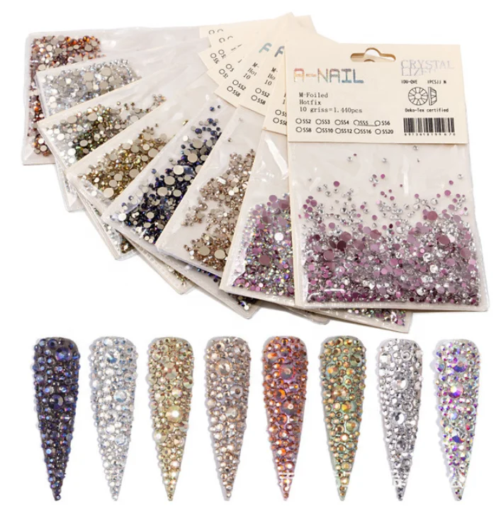 

mixed size round flatback nail rhinestone