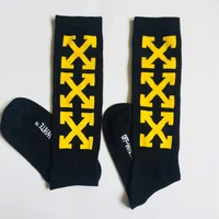 

Off letter socks long men plastic hook white hip hop socks for women
