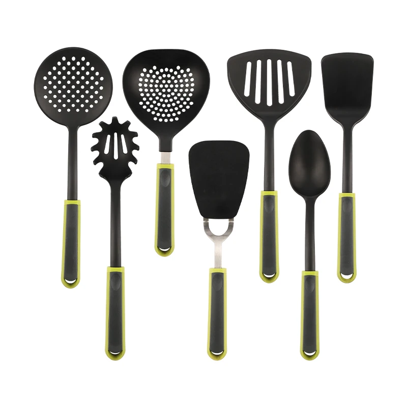 

7 Piece Heat-Resistant Nylon Cookware Set Non-stick Cooking Tools for kitchen, Green+black