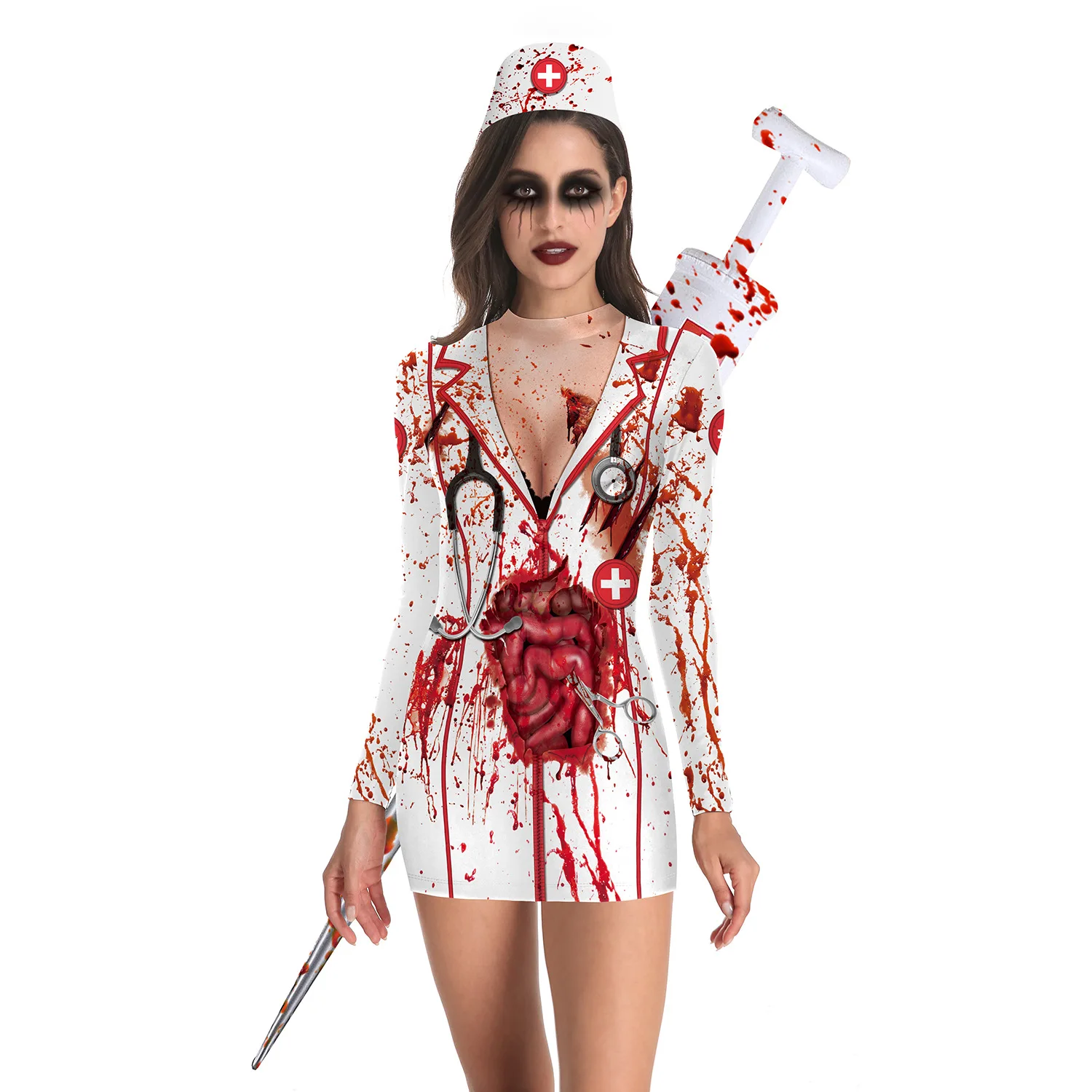 

cosplay Nurse uniforms dress halloween 2021zombie crew neck halloween costumes