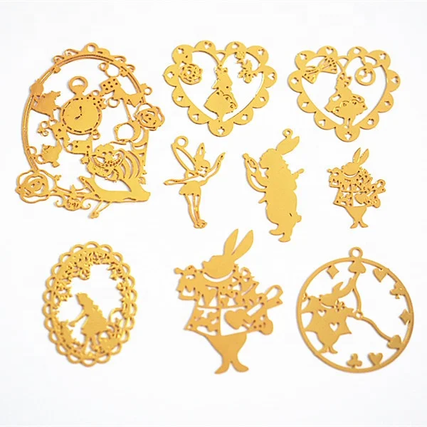 

Girl rabbit elf Coral Cat Shaped Metal Frame UV Epoxy Resin Charm Gold Bezel Jewelry Making Tools Resin Bezel