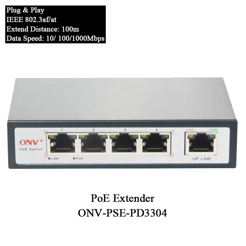 

ONV 2/4 ports 10/100M&Gigabit PoE extender repeater outdoor 25W 60W for IP Camera Extend 100 meters PoE network switch devices