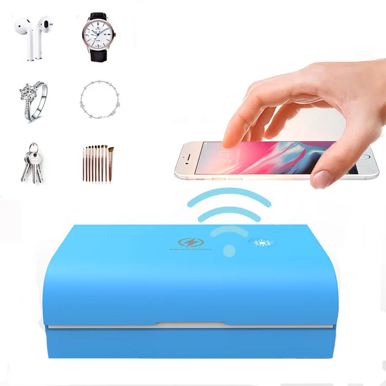 

Amazon Hot New Phone wireless Charging uv light sanitizerbox uvc sterilizing box 10 watts, White