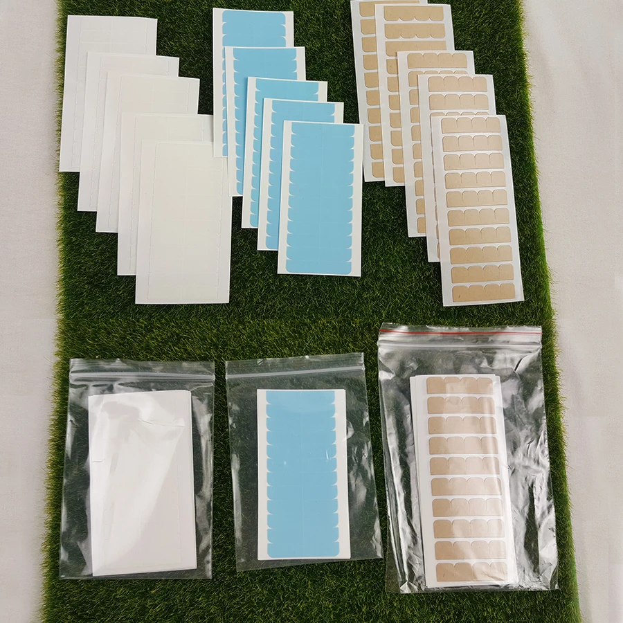 

Double Sided Adhesive Tape Strips 60 Tabs Precut Green White for Tape-in Hair Extension Replacement Waterproof Tape for Wigs