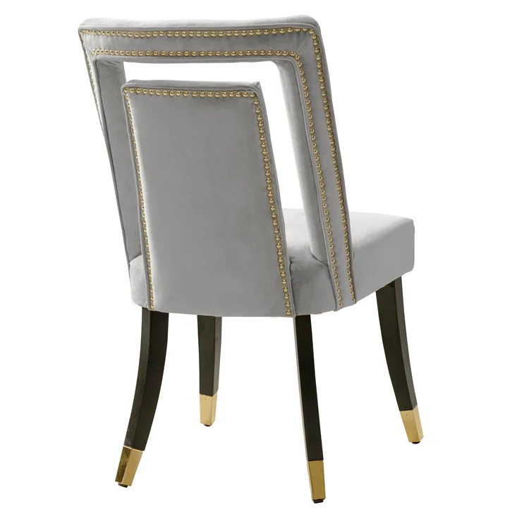 2019 year modern factory dingzhi furniture latest design copper nail velvet hollow dining chair
