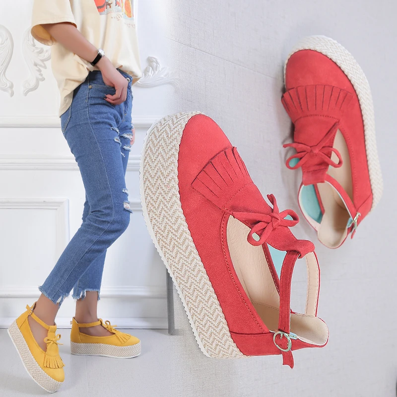 

Women Summer Sandals Fashion Buckle Strap Solid Fringe Heel Flat Loafer Platform Heel Casual shoes Ladies Slippers Beach Sandals