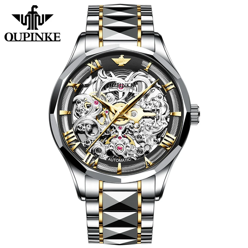 

Oupinke 3168 OEM LOGO Supply Private Label Watch New Design Flywheel Chronograph Mens Watch Luxury Mechanical Wrist Watch