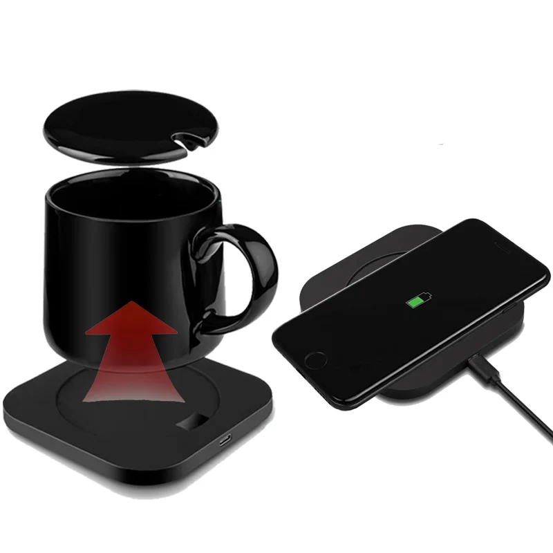 

Christmas Gifts 2021 2 In1 Smart Mug Heated Coffee Cup Thermostat Warmer Mugs With Wireless Charger