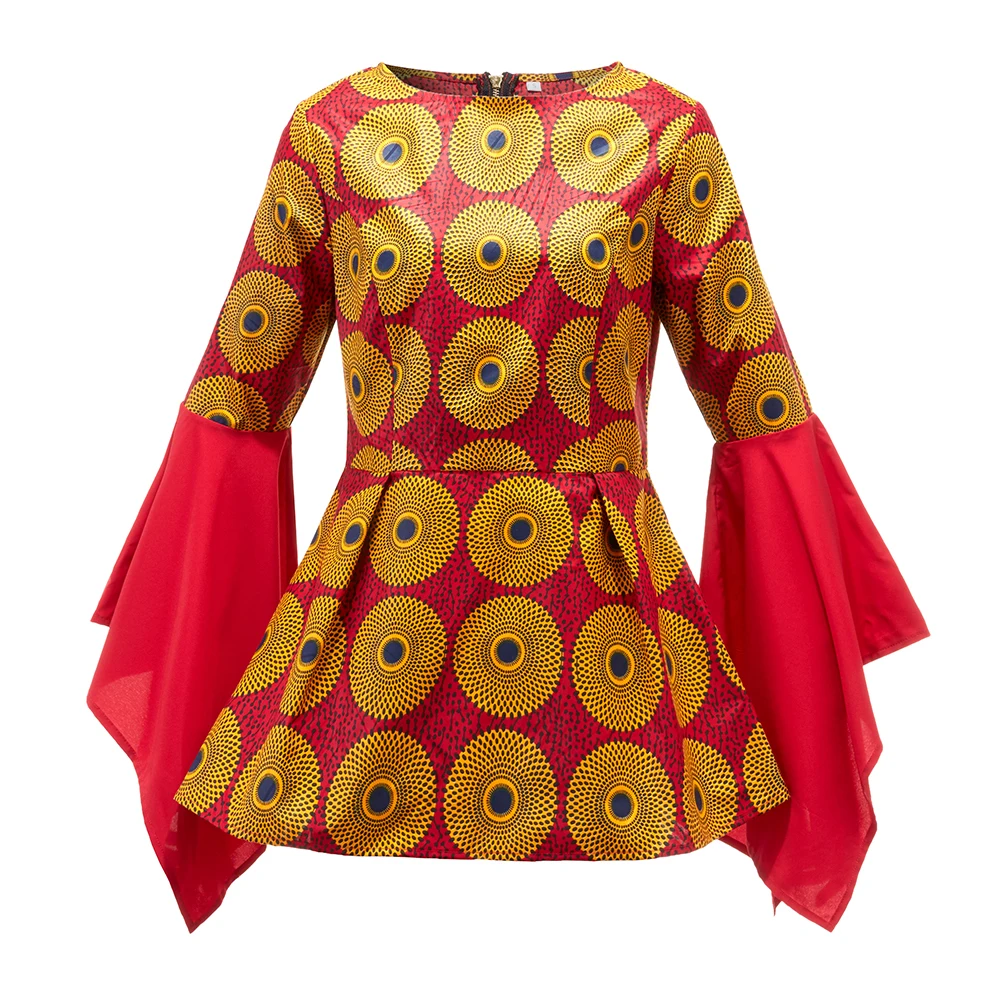

Women's Clothing Print Zip Top African Women crew neck clothing plus size top with long sleeve, Customized color