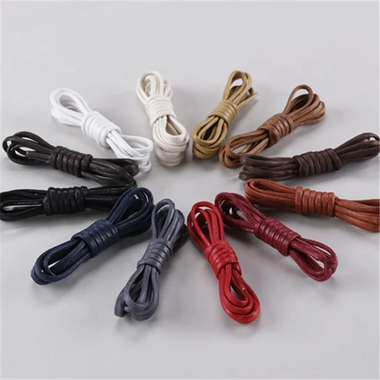 

Amazon Hot Sale New Design Waxed Rope Shoelaces Long Boots Cotton Round Laces Waterproof Dress Shoe Laces