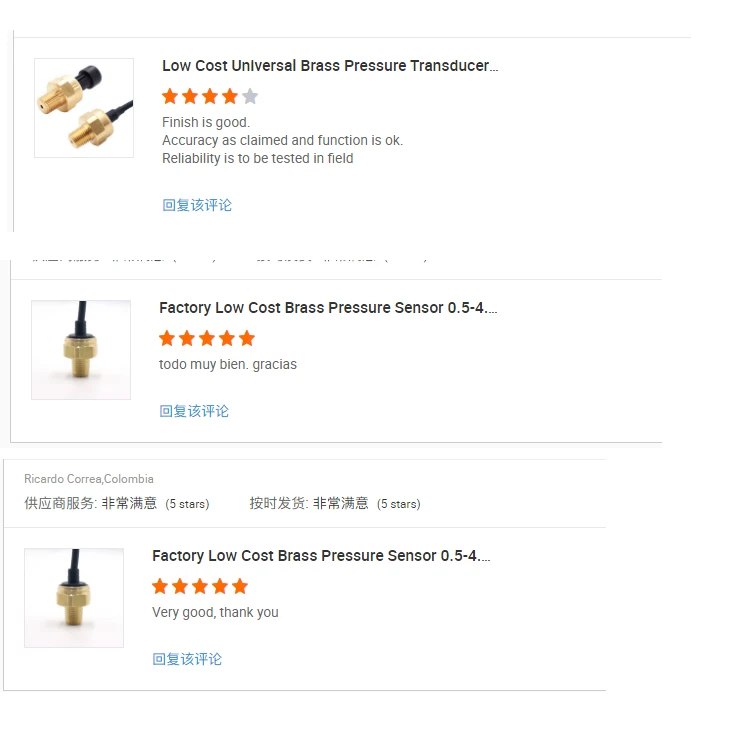 WNK Low Cost 0.5-4.5V Brass Pressure Sensor for Water/Oil/Air Gas 6