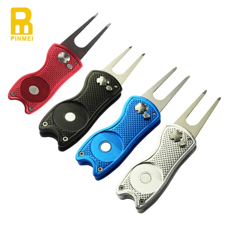 

Bulk Stainless Golf Retractable Switch Blade Ball Markers Divot Repair Tool Golf Pitch Fork Divot Tool