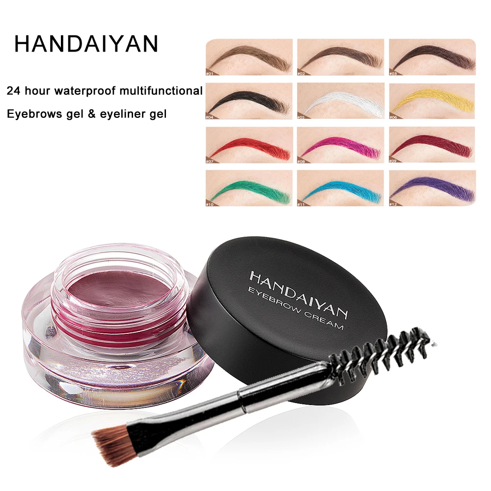 

High Quality Cheap Price Brand 12 Colors Waterproof 24 Hours Long Lasting Handaiyan Eyebrow Gel Eyeliner Gel