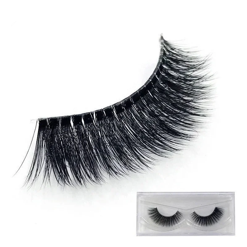 

wholesale 3d transparent stalk Faux mink hair lashes individual synthetic fiber eyelash clear band 3DY series