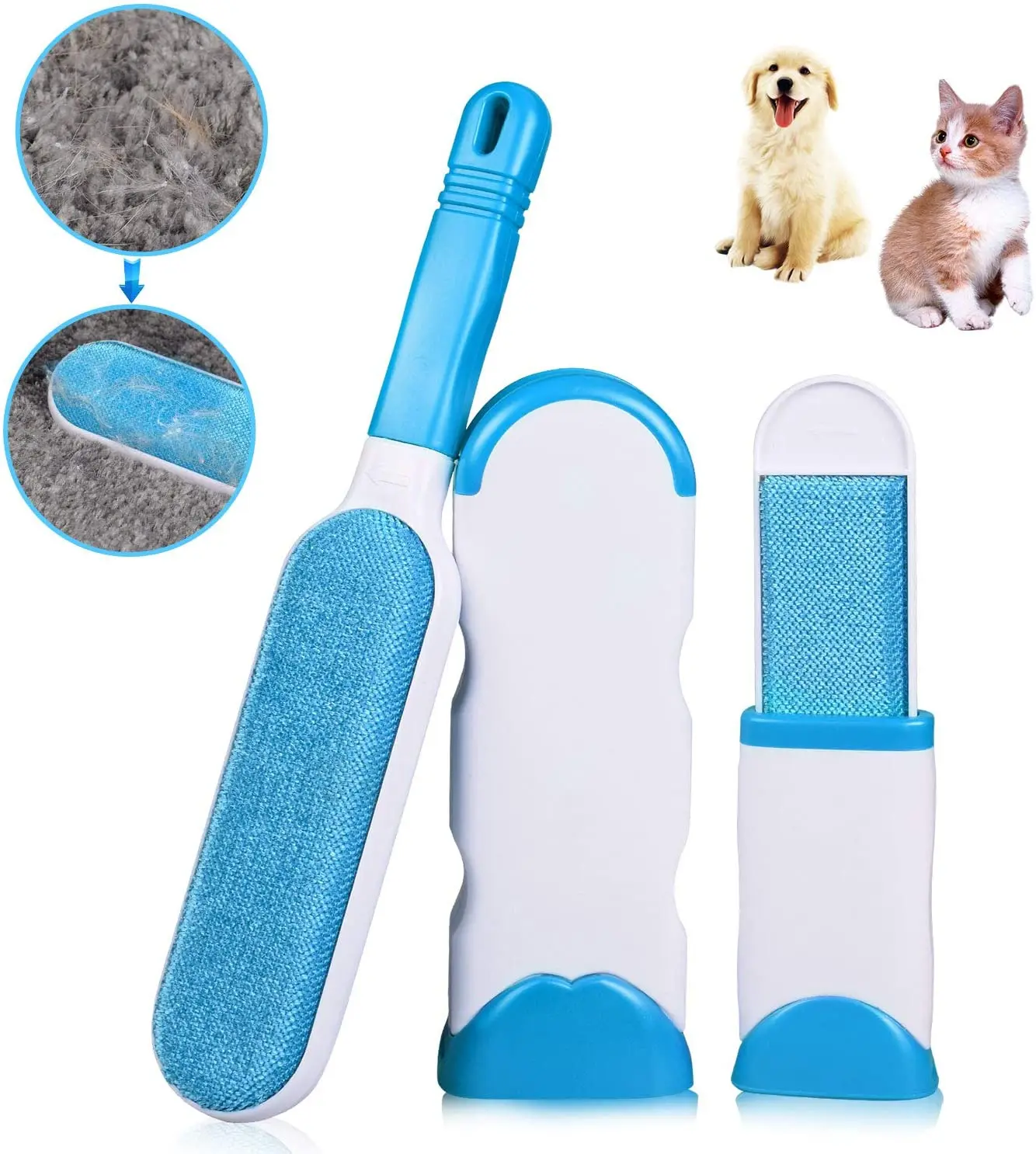 

Amazon Pet Hair Remover Brush with Self Cleaning Base 2 Sided Lint Brush Removes Dog Cat Fur from Clothing Furniture Set Travel
