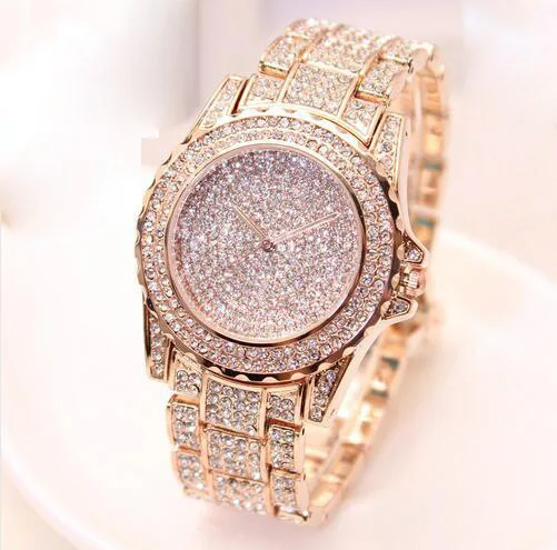 

Luxury Women Quartz Wristwatch Rose Gold Diamonds Analog Quartz Watches Fashion No Scale Wristwatch Analog Clock