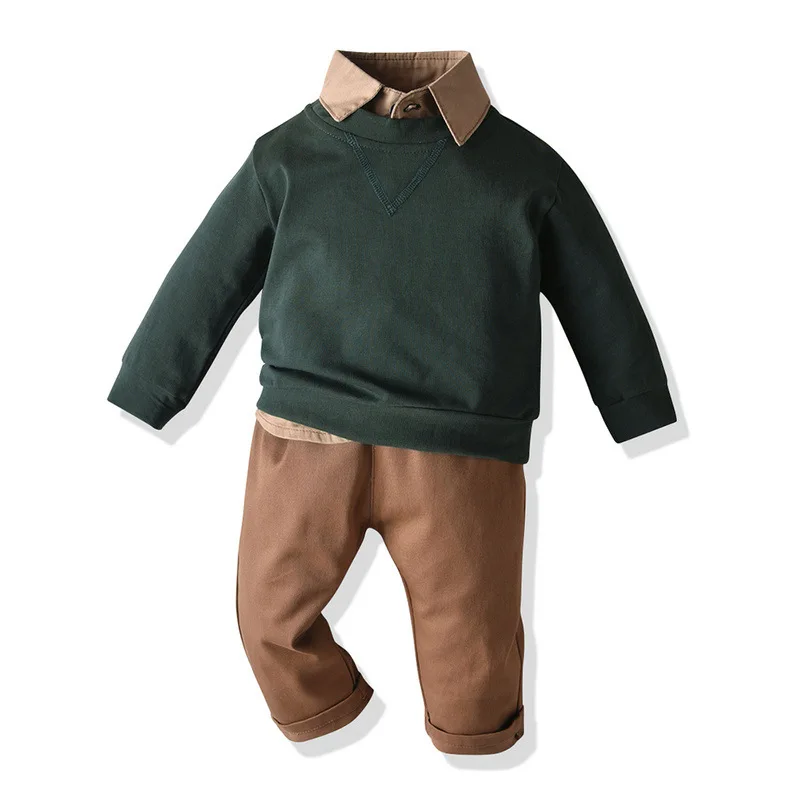 

Children winter shirt pullover sports sweater comfortable trousers mix match three-piece baby suit