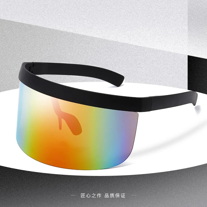 SKYWAY Women Oversize Shield Visor Sunglasses Women Retro Windproof Glasses Men Shield Visor Flat Top Hood Eyeglasses