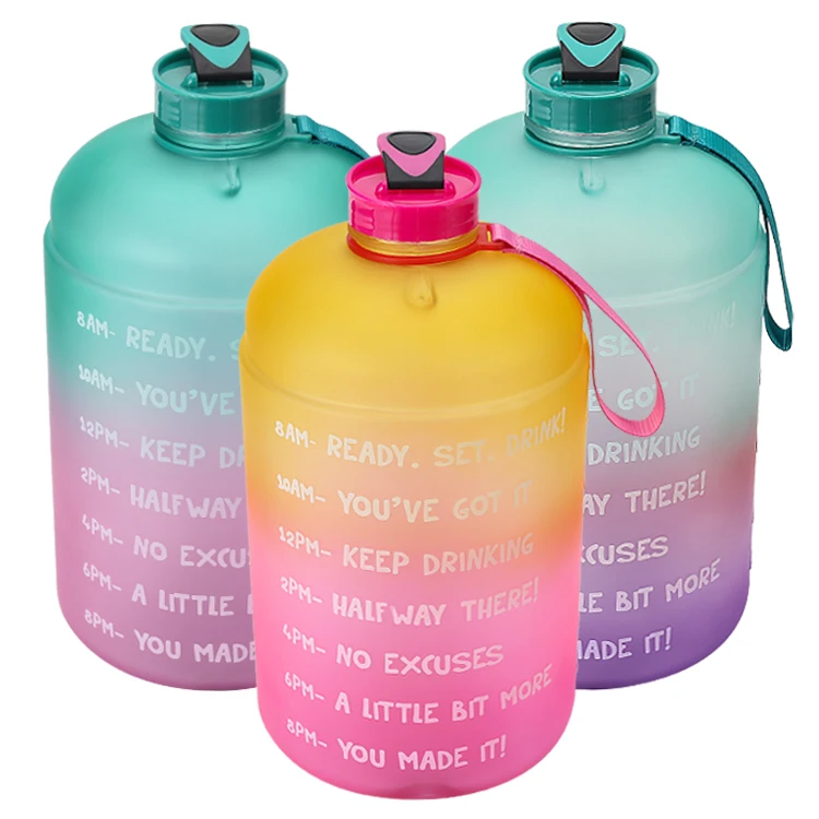 

2020 amazon hot sellers 3.78L Large Capacity Water Bottle PETG Plastic Time Marker Fitness Sports Water Bottle for Outdoor, Customized color