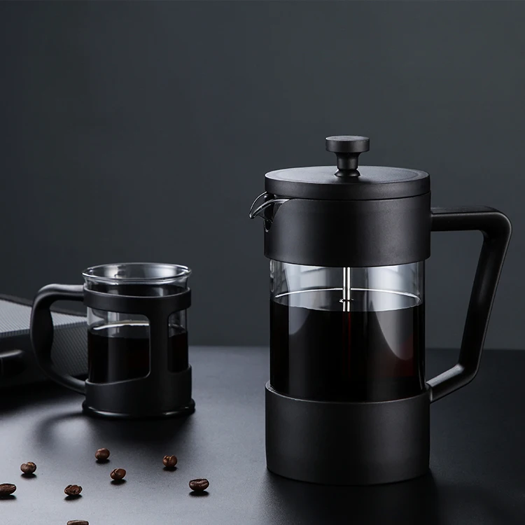 

350ml Household High Borosilicate Glass Filter French Filter Press Tea Maker Filter Cup Manual Press Pot Coffee Maker, Black