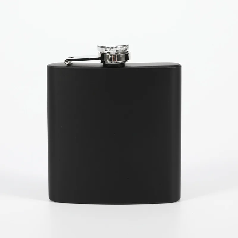 

6oz Matte Black Stainless Steel Whiskey Wine Hip Flask with Funnel and Custom Laser Engraved Logo, Silver