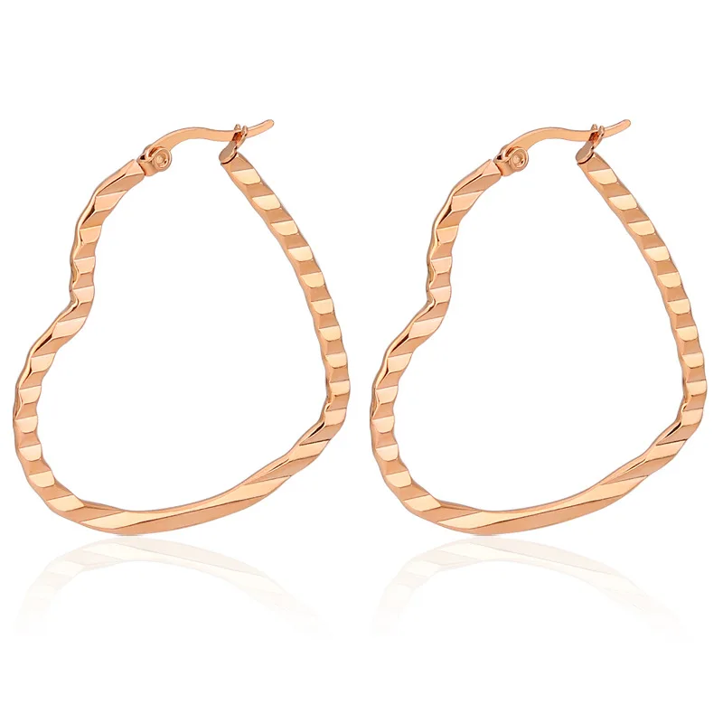 

Statement Earrings 2020 Fashion Exaggeration Stainless Steel Geometric Heart-Shaped Love Classic Pattern Earrings Women, Picture