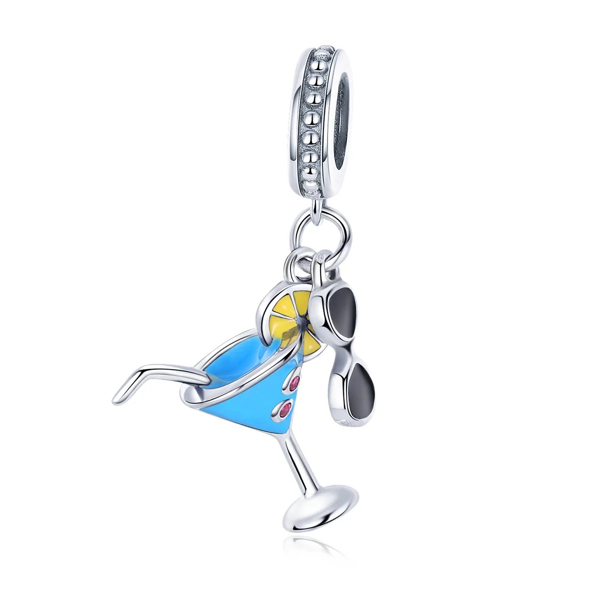 

SCC698 Top selling summer drink 925 sterling silver blue pendant charms