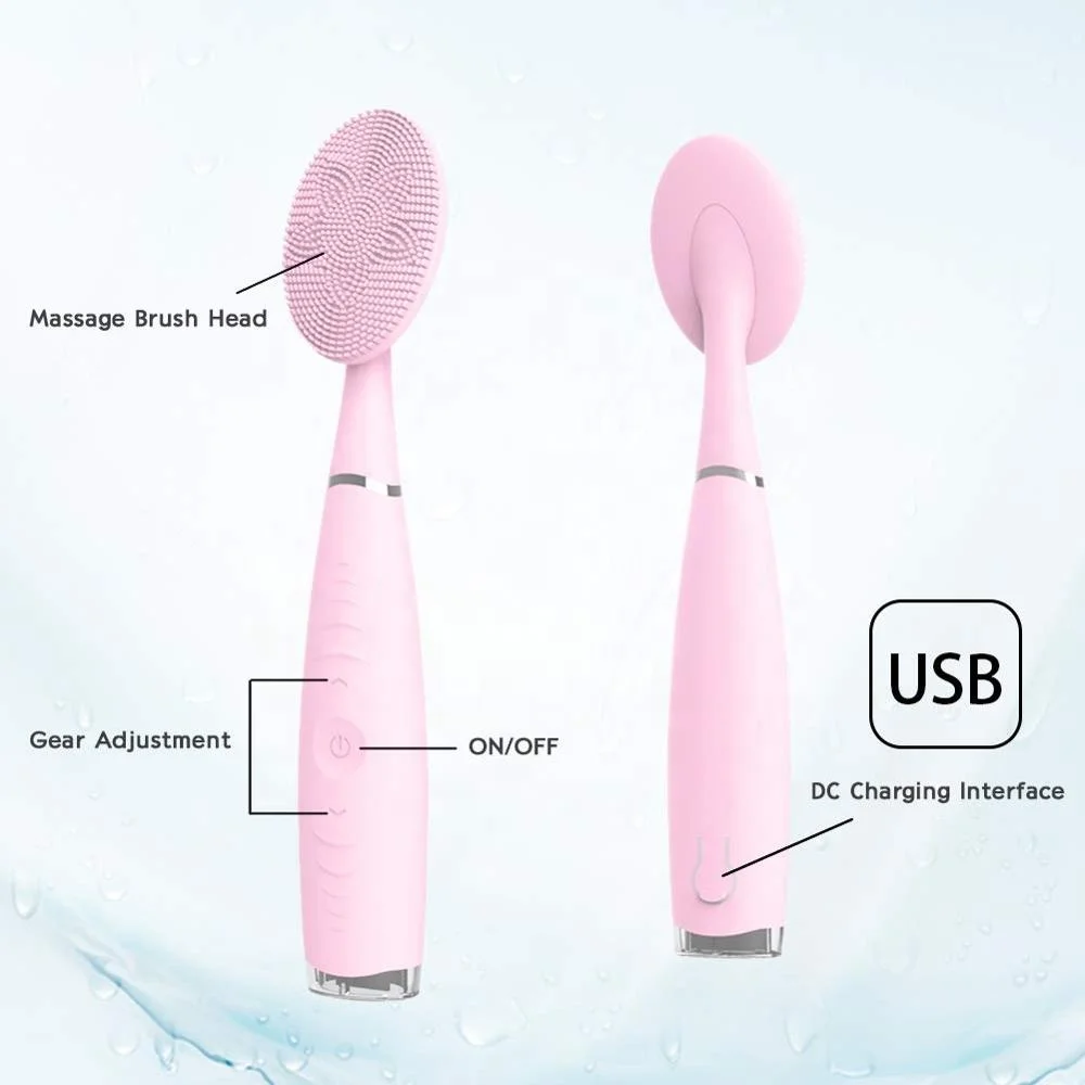 

Amazon New Design Handheld IPX6 Waterproof USB Face Cleansing Brush Facial Cleanser