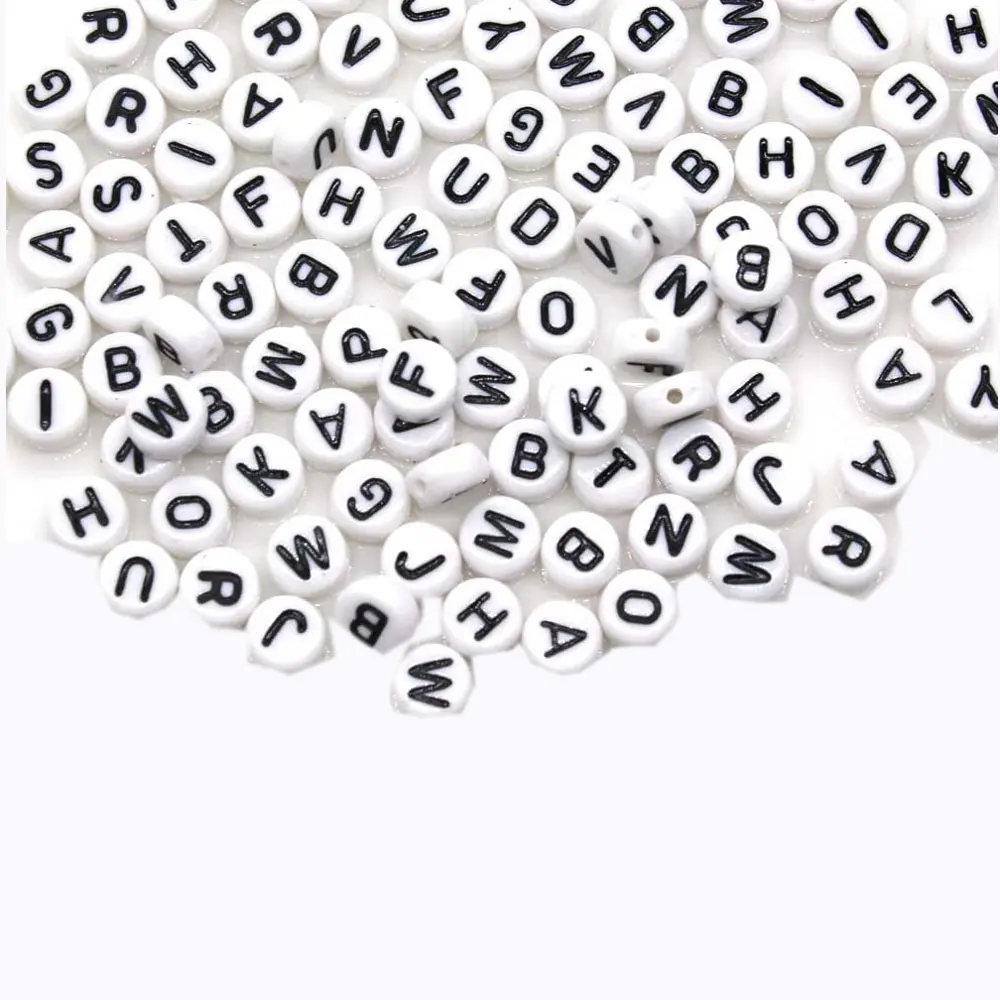 

White Individual Flat Round Letter Alphabet Beads with Single Greek Letter Plastic Beads for Crafts Jewelry Making, As picture show