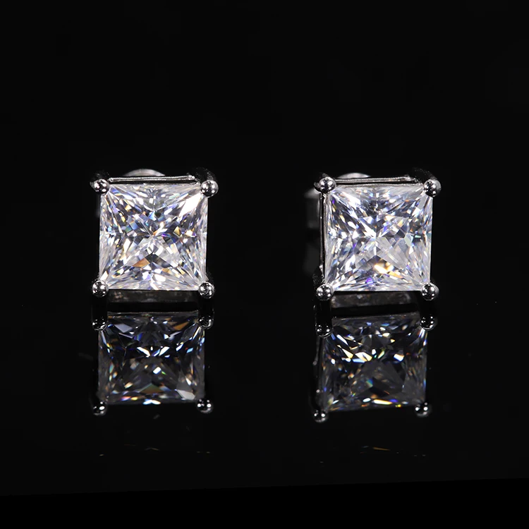 

Yu ying Gems Earrings 18K Gold Plated 925 Sterling Silver Square Moissanite Earring for Woman Jewelry