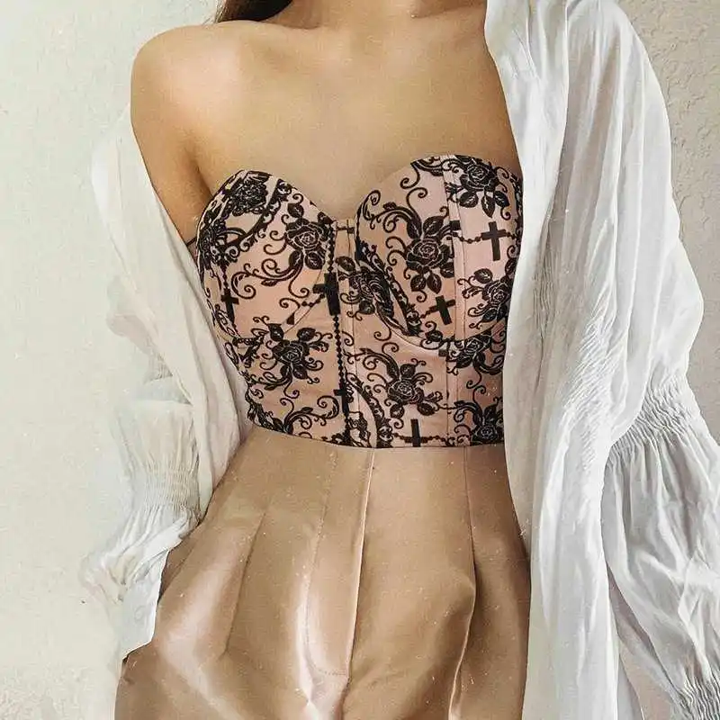 

2021 new arrivals fashion summer Floral spaghetti strap lace camis women ladies tank Tops