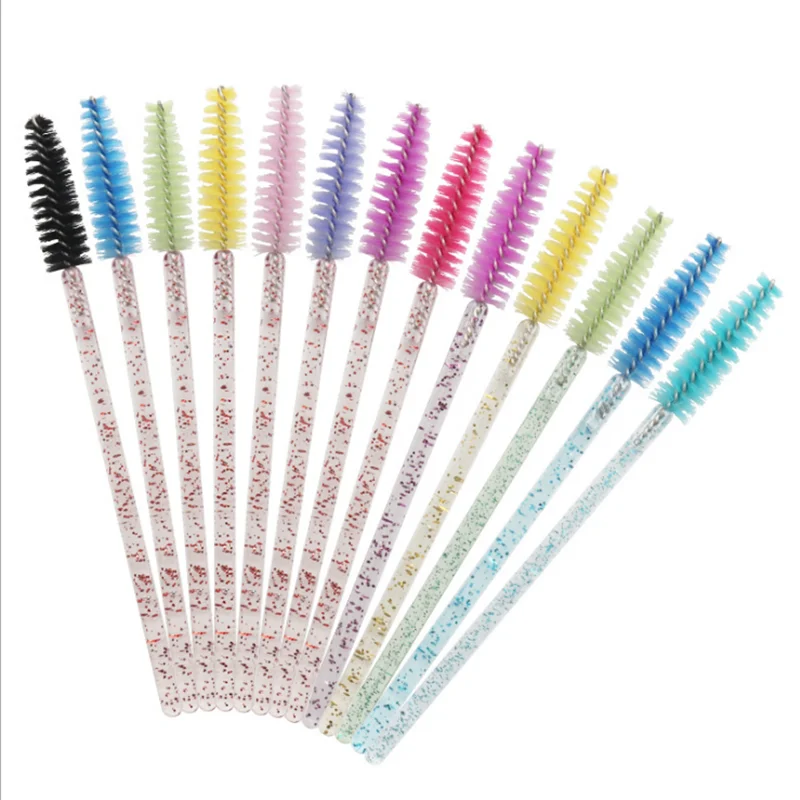 

9.7cm Colorful Disposable Crystal rod eyelash brush, 10cm Curler Brush Set Mascara Eyebrow Comb Wand