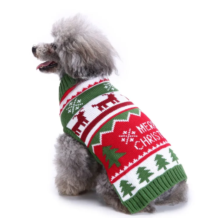 

Merry Christmas Tree Acrylic Pet Sweater Dog Clothes for Christmas, Green