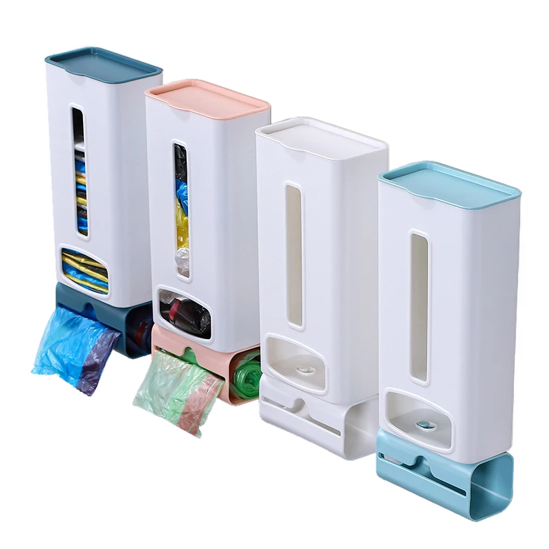 

Wall hanging kitchen garbage bag storage rack kitchen bathroom Garbage Bag Storage Box shoe cover storage box plastic bag, Deep blue/sky blue/pink/white