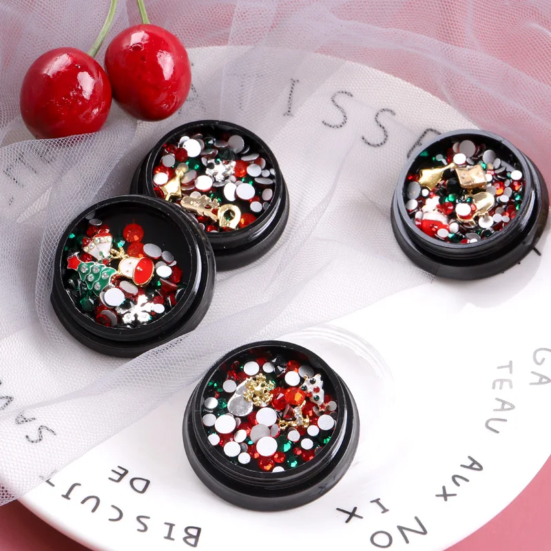 

TSZS 2020 Christmas Nails Gold Silver Metal 3d Diamonds Nail Art Decorations Holiday Artificial Nails Glitter Rhinestones, As picture