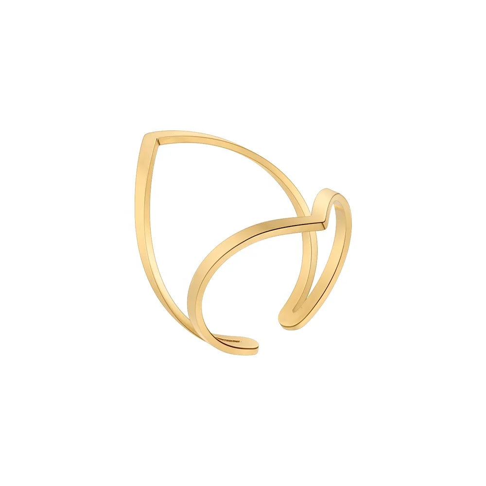 Original Design 18K Gold Plated Stainless Steel Jewelry New In Geometric Taper Gold Color Open Ring For Women Rings R214173