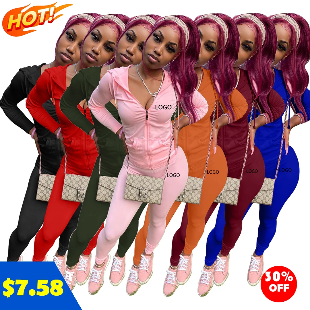 

fall 2021 women clothes Fitness Workout Sets For New Sports And Leisure Two Piece Women Tracksuit Hooded Jacket, As picture