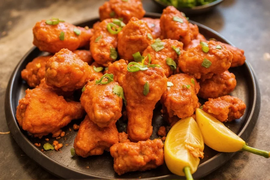 Traditional Indian spices used in fusion buffalo wing recipe including Kashmiri chili powder and amchur