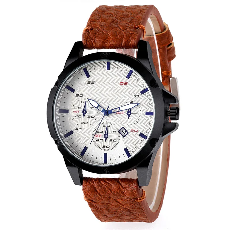 

WJ-8904 Newest 2019 Modern Alloy Case Black Band Mix Colors Stylish Leather Men'S Watch
