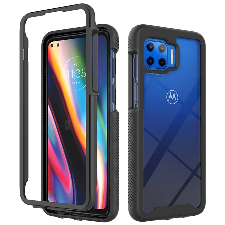 

For Moto G 5G Plus Hybrid Rubber Case 2 in 1 Shockproof Clear Back Cover Case