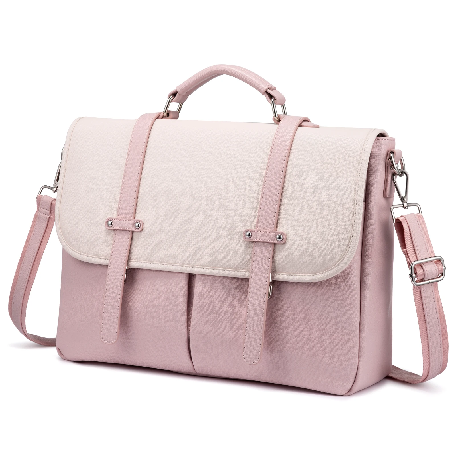 LOVEVOOK 15.6 Inches Multi-Pocket Leather Laptop Tote Work Bags Ladies Shoulder Messenger Briefcases Purses Laptop Bag for Women