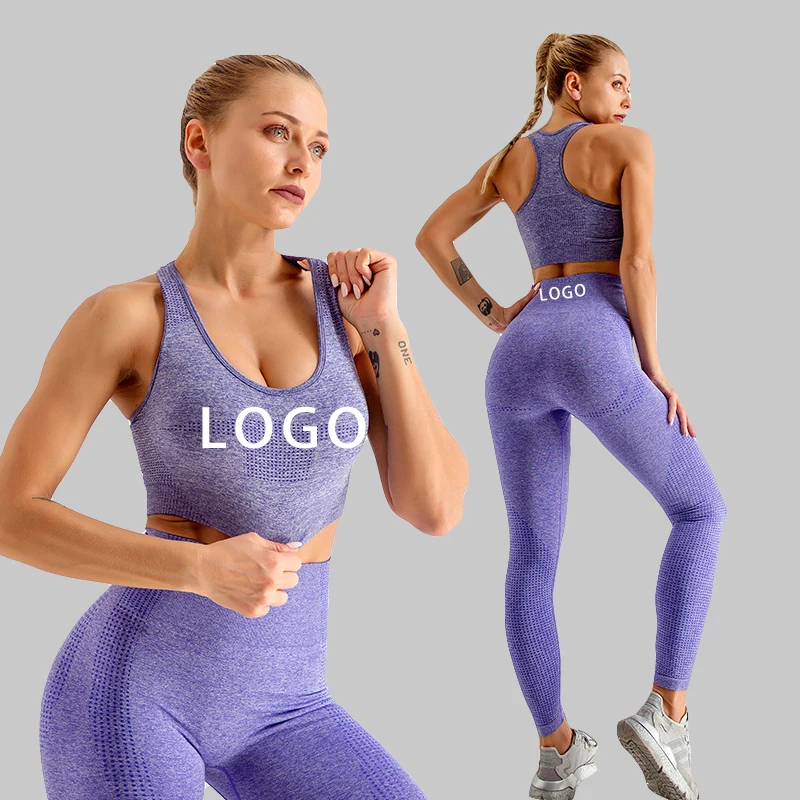 

EU/US Size Wholesale Custom Logo Women Gym Wear Seamless Sportswear Yoga Wear Gym Workout Clothing Fitness Set, Customized colors