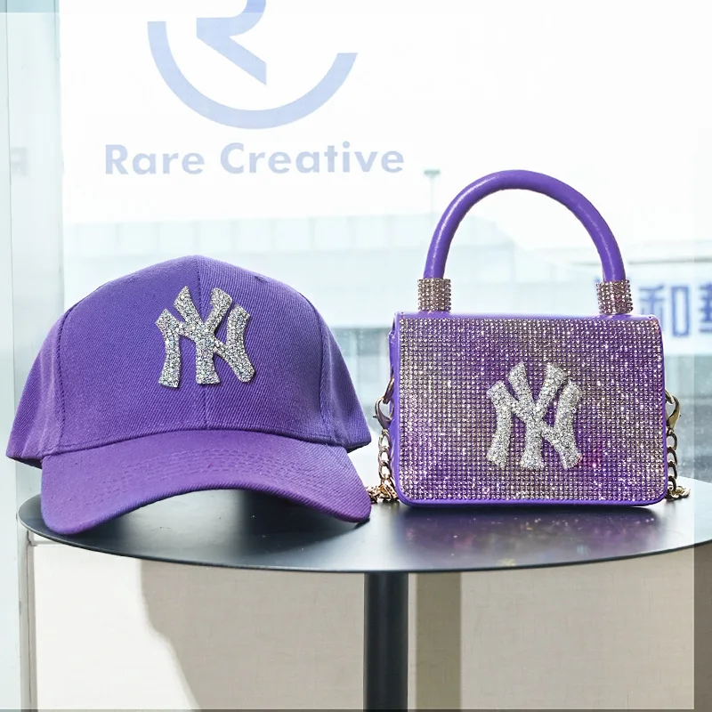 

Summer 2021 New York Purse Women hand bag Girl Factory Wholesale Diamond Handbag Kids High quality NY purse and hat set For Kids, Picture