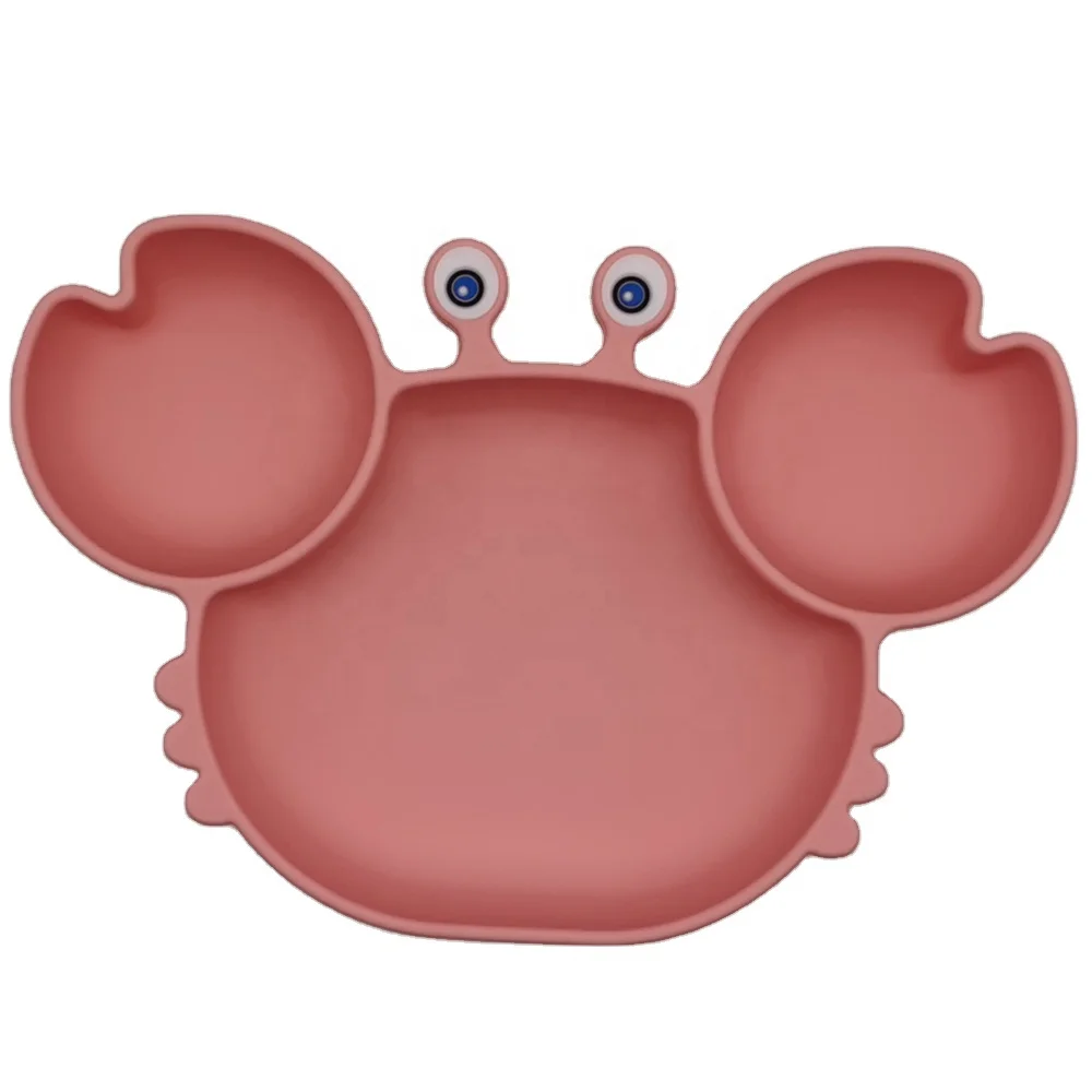 

New Design Cute Crab Shape Microwave safe baby bowl silica gel plate for toddler