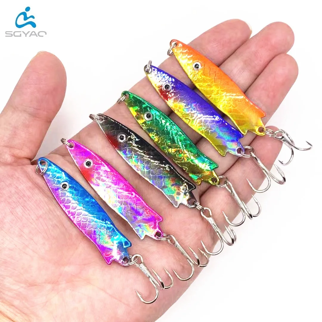 

New design Pesca Fishing Lure Spoon 7g/5.8cm with 3X strength hook to attract fish, 6 color