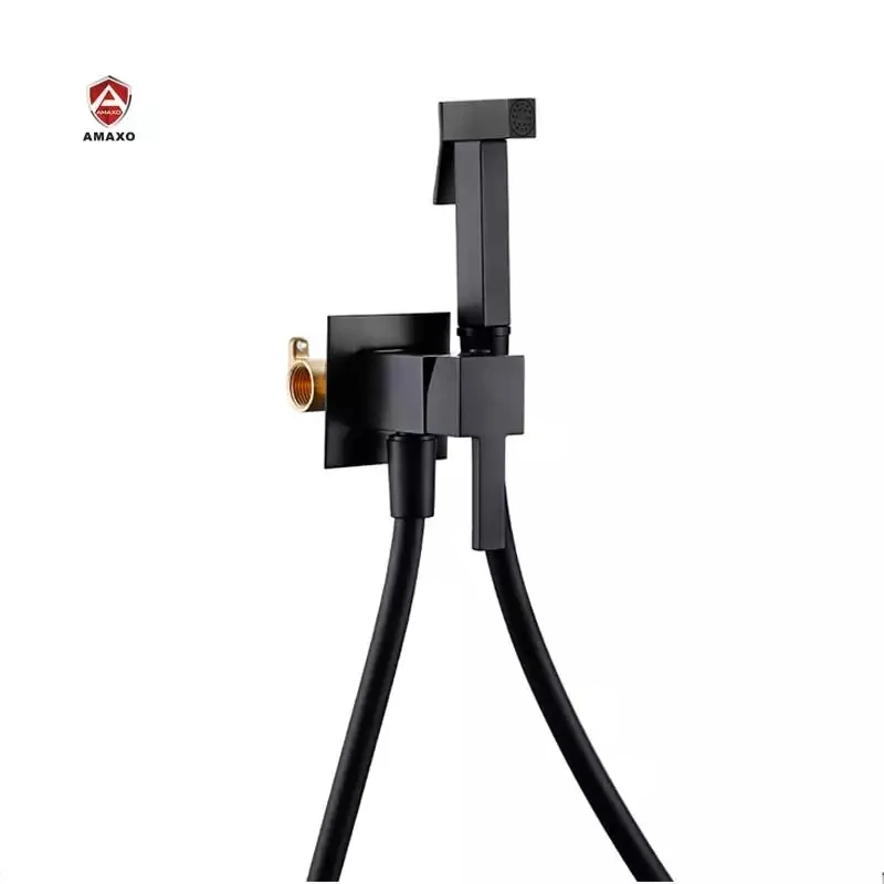

AMAXO Matte Black Brass Portable Hand Held Hot And Cold Mixing Bidet Faucet Spray