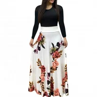 

Women's Clothing Flower Print Long Dress 2019 Summer Elegant plus size Long Party Dress